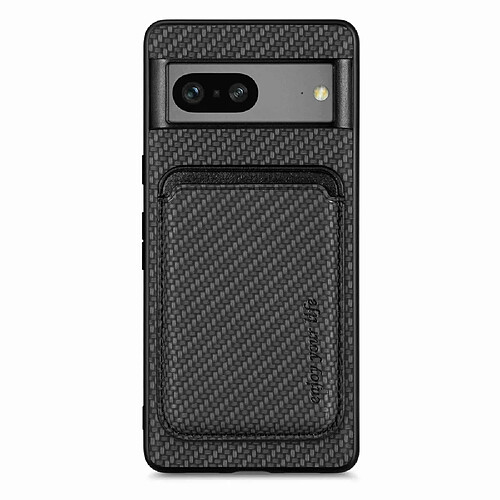 Coque en TPU + PU magnétique, texture en fibre de carbone avec porte-carte pour votre Google Pixel 7 5G - noir