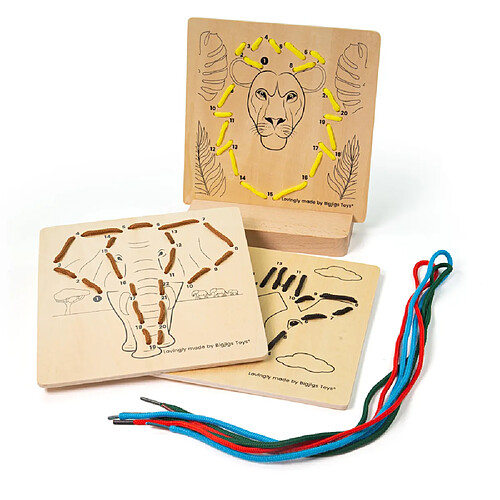 Bigjigs Toys Laçage par numéros - Jungle