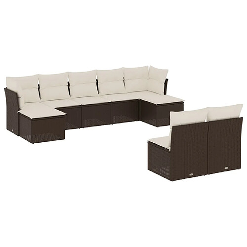 Maison Chic Salon de jardin avec coussins 9 pcs, Ensemble Tables et chaises de jardin, marron résine tressée -GKD431861