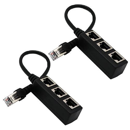 2 Pcs RJ45 Splitteur 1 À 3 Répartiteur de Câble Ethernet LAN Réseau Splitter