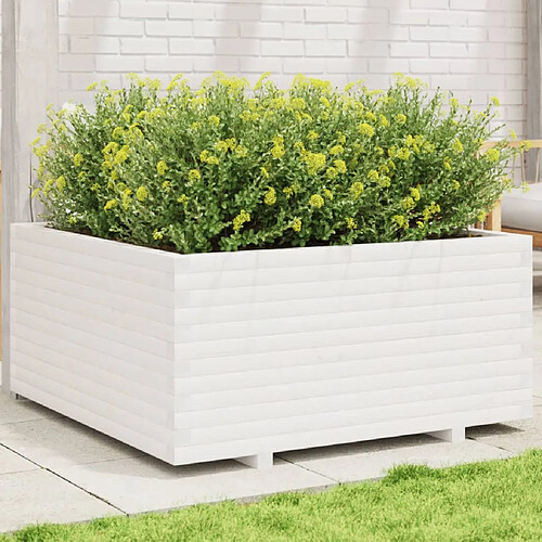 vidaXL Jardinière blanc 100x100x49,5 cm bois de pin massif