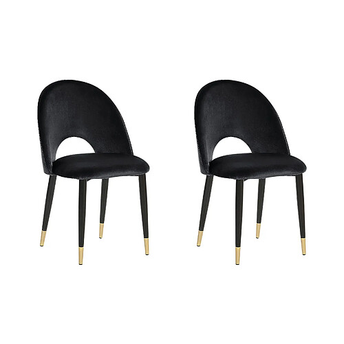 Beliani Chaise de salle à manger MAGALIA Set de 2 Velours Noir