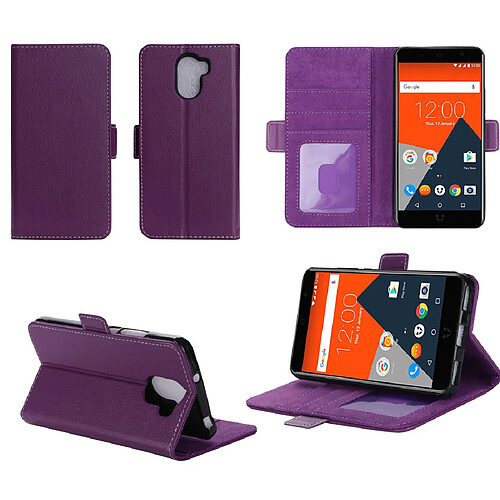 Etui luxe Wileyfox Swift 2X 4G/LTE Dual Sim violet Ultra Slim Style Cuir avec stand - Housse Folio Flip Cover coque de protection Wileyfox Swift 2 X 5.2 pouces violette - Accessoire XEPTIO case