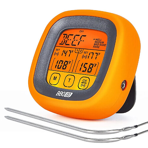 Vendos85 Thermomètre à Viande avec Écran Tactile 2 en 1 orange