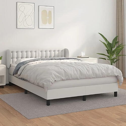 Maison Chic Lit Adulte - Lit simple Lit à sommier tapissier avec matelas moelleux - Meuble de Chambre Blanc 140x200cm Similicuir -MN71657