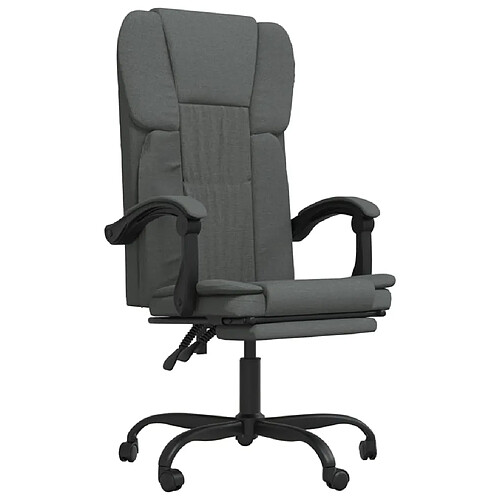 Helloshop26 Chaise fauteuil siège pivotante de inclinable de bureau informatique étude foncé tissu gris 02_0024240