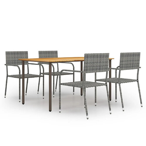 Salle à dîner de jardin 5 pcs,Table et chaise à manger Résine tressée Anthracite -MN82088