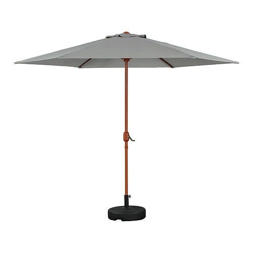 Habitat Et Jardin Parasol jardin droit Alu finition bois Luz - Rond - Ø 3m - Gris - Avec pied à lester