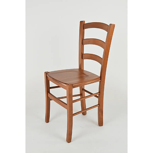 Tommychairs - Set 1 Chaise Venice pour la Cuisine, Bar et la Salle à Manger, Structure en Bois Couleur Cerisier et Assise en Bois