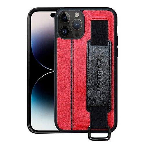 Coque en TPU + PU couleur contrastée avec béquille et porte-carte pour votre iPhone 14 Pro - rouge