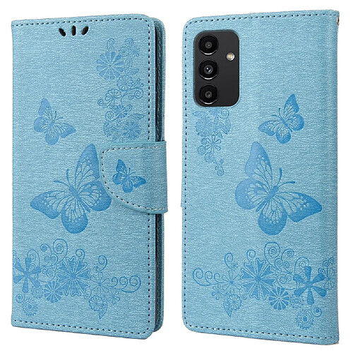 Etui en PU motif gros papillons avec support bleu pour votre Samsung Galaxy A13 4G