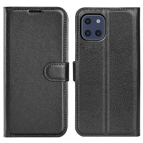 Etui en PU texture litchi, fermoir magnétique avec support noir pour votre Samsung Galaxy A03 (EU Version)