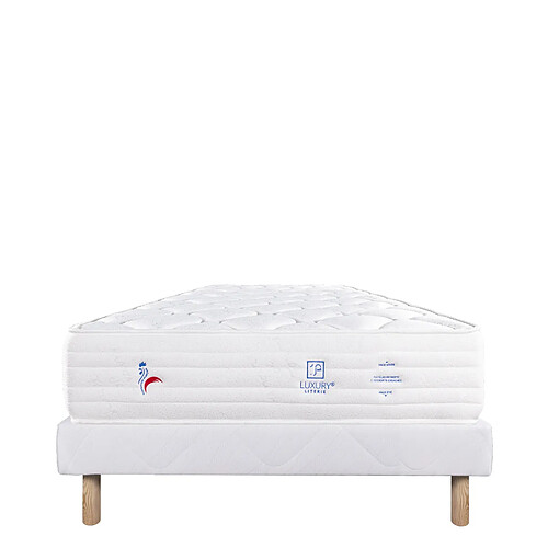 LUXURY LITERIE Ensemble matelas Patriote Mousse 90x190 cm + sommier blanc ep 13cm