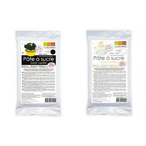 Scrapcooking Pâte à sucre noire 250 g & blanche 250 g