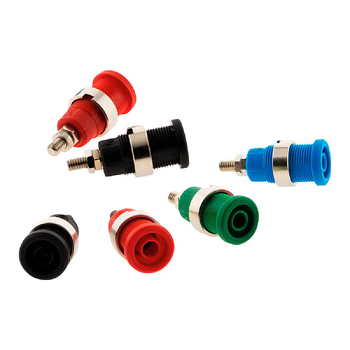 Lot de 6 douilles de sécurité Ø4mm fixation par écrou: 2 Rouges + 2 Noires + 1 Bleue + 1 verte - Zenitech