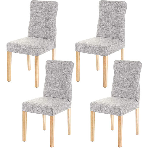 Decoshop26 Lot de 4 chaises en tissu gris pieds en bois clair CDS04545