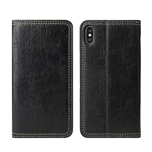 Wewoo Housse Coque Pour iPhone XR rétro écorce d'arbre Texture PU magnétique horizontal Flip étui en cuir avec support et fentes cartes et portefeuille noir