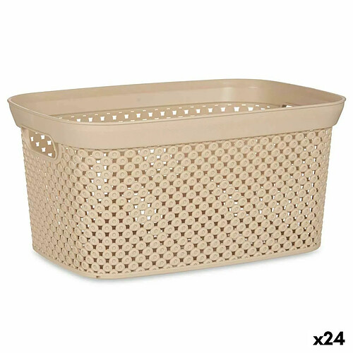 Kipit Panier à linge Beige Plastique 10 L 24 x 17 x 35 cm (24 Unités)