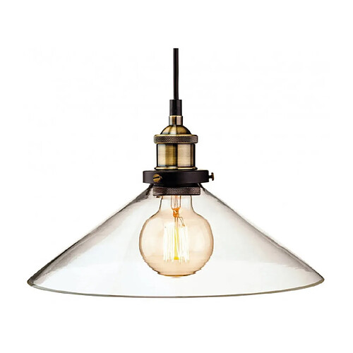 Luminaire Center Suspension 31 cm Empire, laiton antique et verre