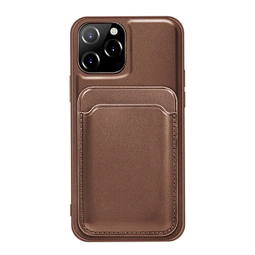 Coque en PU 2 en 1 détachable avec porte-cartes magnétique marron pour votre Apple iPhone 13 6.1 pouces