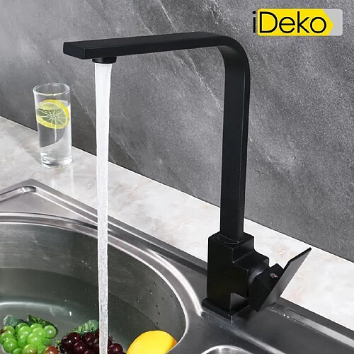 iDeko® Robinet de cuine noir à 360 degrés mono famille standard