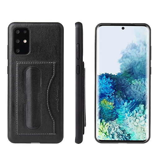 Coque en TPU + PU avec béquille et porte-carte noir pour votre Samsung Galaxy S20