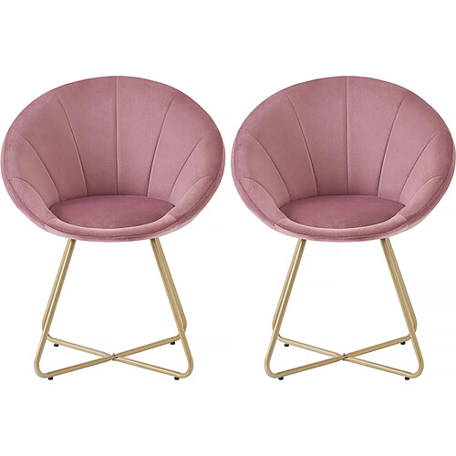 Habitat Et Jardin Lot de 2 chaises de salle manger en velours Rosalie - Rose