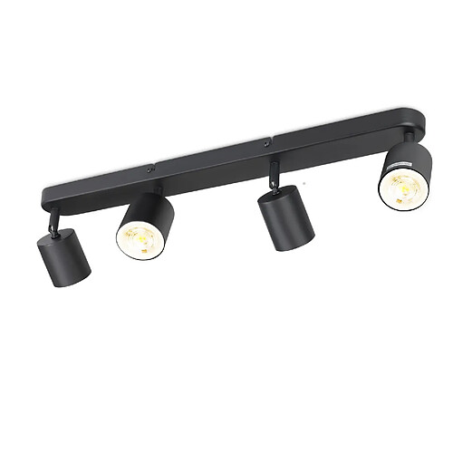 NETTLIFE 4 Spots GU10 Max.25w Plafonnier LED Noir Salon Spot Orientable à 350° pour Couloir Chambre Cuisine Salle à Manger Table à Manger