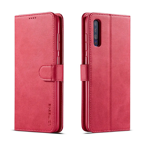 Wewoo Housse Coque Pour Galaxy A50 LC.IMEEKE Calf Texture en cuir à rabat horizontalavec support et fentes cartes et portefeuille Rose rouge