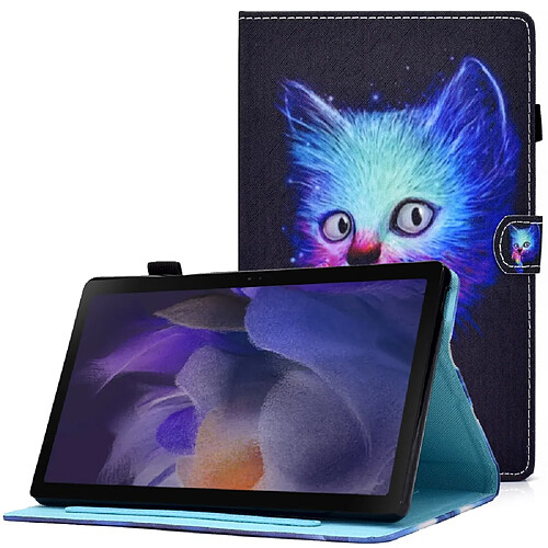 Etui en PU magnétique avec porte-cartes et porte-stylet Chat bleu pour votre Samsung Galaxy Tab A8 (2021) SM-X200/SM-X205