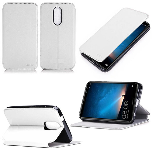 Etui luxe Huawei Mate 10 LITE 4G blanc Ultra Slim Style Cuir avec stand - Housse coque de protection smartphone Huawei Mate 10 Lite - Accessoires pochette XEPTIO case