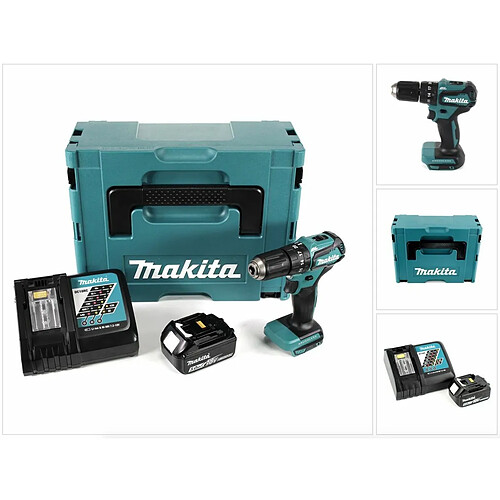 Makita DHP 483 RT1J 18 V Li-Ion Brushless Perceuse visseuse à percussion sans fil avec boîtier Makpac + 1x Batterie BL 1850 5,0 Ah + Chargeur DC18RC