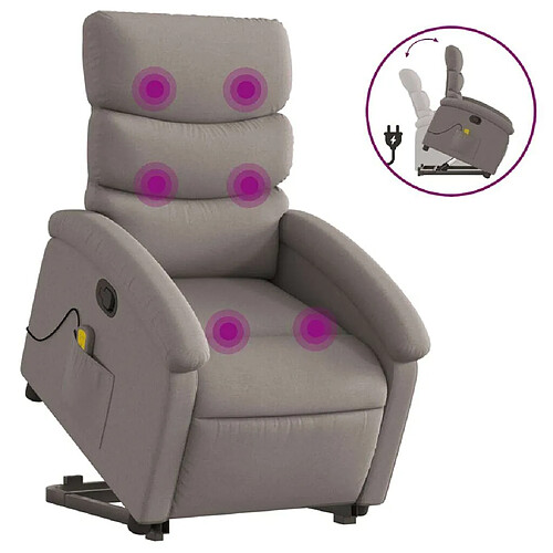 Maison Chic Fauteuil Relax pour salon, Fauteuil inclinable de massage Taupe Tissu -GKD73097