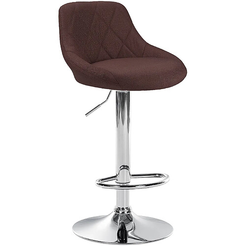 Decoshop26 Tabouret de bar chaise haute x 1 avec coutures décoratives assise en tissu marron pieds métal chromé 10_0005083