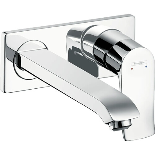 Hansgrohe - Mitigeur lavabo Metris encastré mural, Bec long 225mm, bonde à écoulement libre chromé