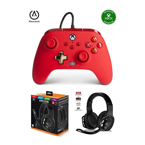 Power A Manette XBOX ONE-S-X-PC ROUGE EDITION Officielle + Casque Gamer PRO H1100 SPIRIT OF GAMER SANS FIL 7.1 XBOX/S PC SWITCH PS5