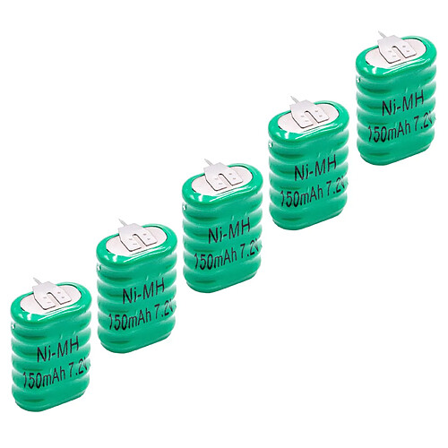 vhbw 5x NiMH pile bouton de remplacement pour type 6/V150H 3 épingles 150mAh 7,2V convient pour les batteries de modélisme etc.