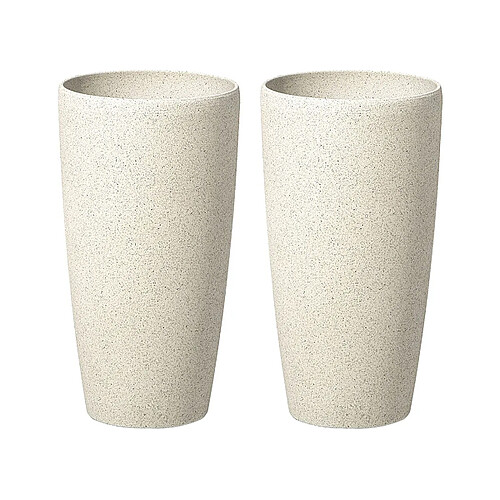 Beliani Lot de 2 cache-pots en pierre beige 23 x 23 x 43 cm ABDERA