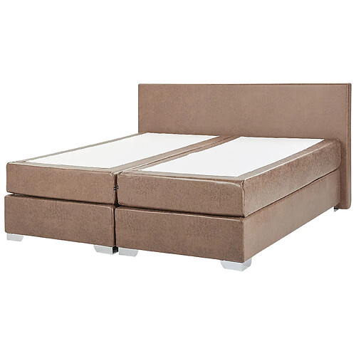 Beliani Lit boxspring en cuir PU marron 180 x 200 cm PRESIDENT