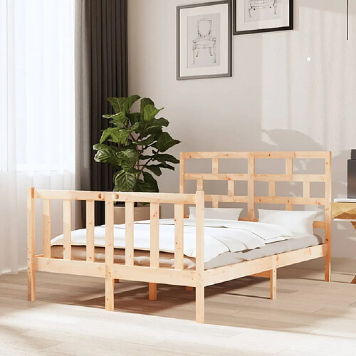 vidaXL Cadre de lit sans matelas bois massif 140x190 cm