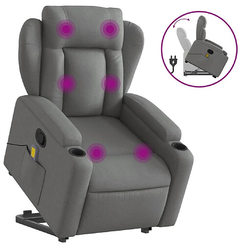 Maison Chic Fauteuil Relax pour salon, Fauteuil de massage inclinable Gris foncé Tissu -GKD61080