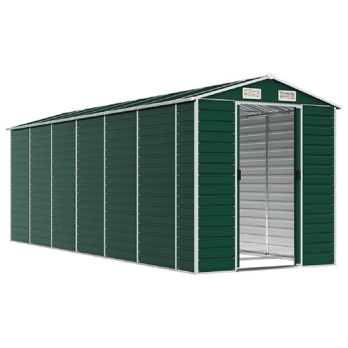 Helloshop26 Abri de jardin cabane cabanon maison de stockage remise extérieur hangar outils robuste 191 x 555 x 198 cm acier galvanisé vert 02_0022352