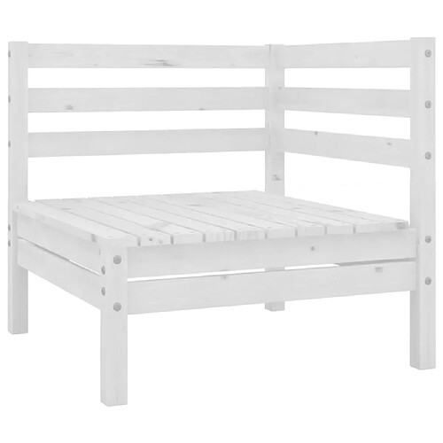 vidaXL Canapé d'angle de jardin blanc bois de pin massif