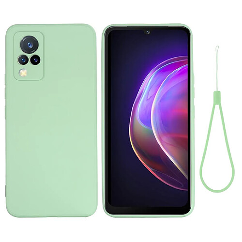 Coque en silicone, antichoc, découpe précise couleur unie avec sangle vert pour votre Vivo V21 4G