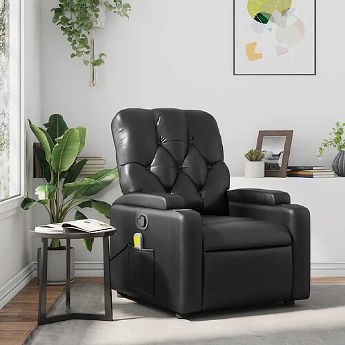 vidaXL Fauteuil de massage inclinable Noir Similicuir