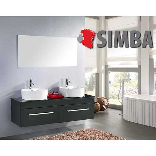 Simba Meuble Salle de Bain Noir Robinetterie Inc Set Vasque 150 cm Cardellino Ensemble