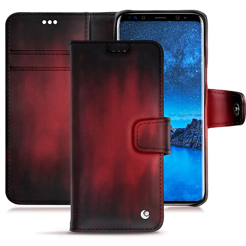 Housse cuir Samsung Galaxy S9 - Rabat portefeuille - Rouge Patine - NOREVE