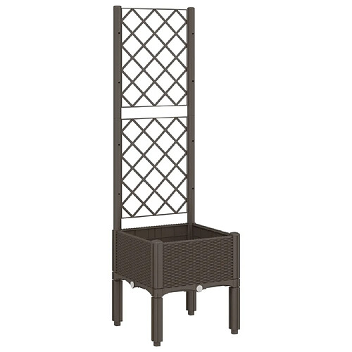 Maison Chic Jardinière,Bac à fleurs avec treillis - pot de fleur marron 40x40x142 cm PP -GKD94882