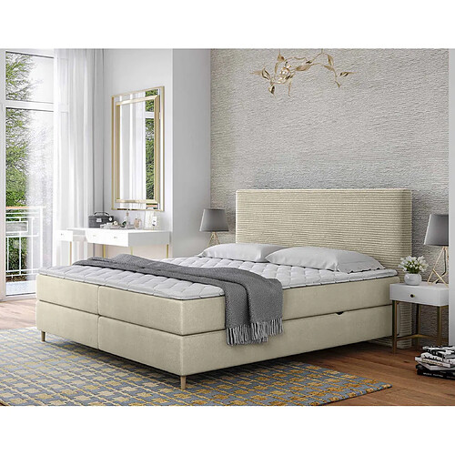 Bestmobilier Rafaela - lit boxspring - 140x200 - coffres et surmatelas inclus - en velours