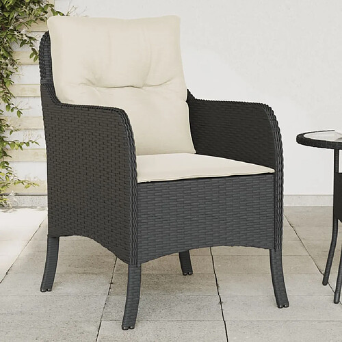 vidaXL Chaises de jardin avec coussins lot de 2 noir résine tressée